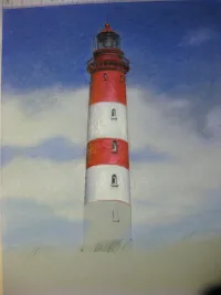 Leuchtturm Amrum WIP #2 - Sand dunes and grass still missing. The existing layers need more finetuning in tone, detail, and opacity.