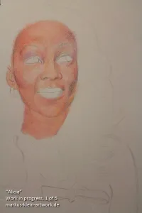 "Alicia" WIP 1 / 5: Basic outline and first face layers