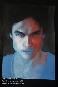 Ian Somerhalder WIP 4/5: adding first background layers and hair.