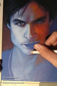 Ian Somerhalder WIP 5/5: Finished the hair, working on more details.