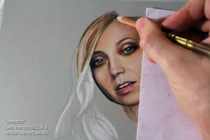 Jeannette WIP 2/4: Completed the eyes, and the lips. Now I'm adding depth and colors to her hair. The teeth aren't finished yet.