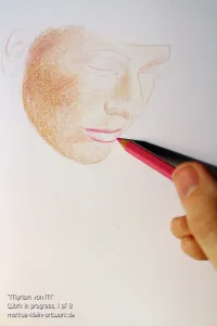 Myriam von M WIP 1/8: Facial outlines and basic shading.