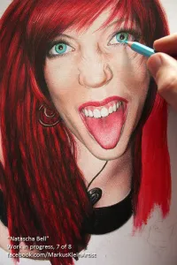 Natascha Bell WIP 7/8: Even more detail to the eyes. I've also finished the teeth and tongue.