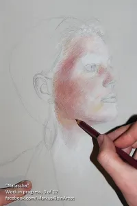"Natascha" Work in progress 3 / 12: Starting to color the skin tone...