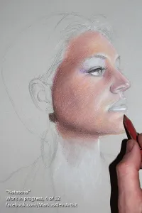 "Natascha" Work in progress 4 / 12: ...with many many many cross-hatched layers