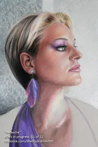 "Natascha" Work in progress 11 / 12: If you've read the previous pages, you already know that I'm composing the chest with... many many many cross-hatched layers