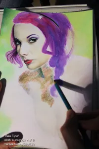 Neila Fynn WIP 4/6: More layers for hair, and for the shadows on her chest.