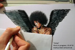 Onita WIP 10/10: almost there, just finishing the feathers of her wings