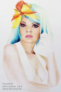 Onna Sakura WIP 4/6: Sketch and first layers of her body