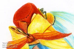 Onna Sakura WIP 5/6: Detail zoom on the finished hat