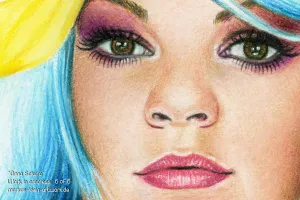 Onna Sakura WIP 6/6: Detail zoom on her face.