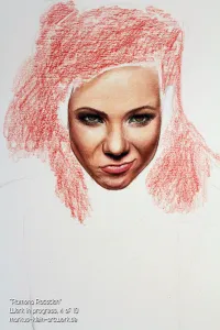 Ramona Rotstich WIP 4/10: Finished her face, now it's time to get some red on the sheet.