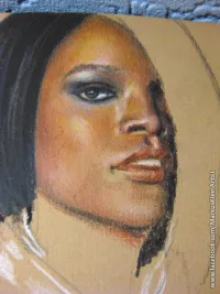 Rihanna WIP Step 2 / 9: Compare with the finished image to see how rough the facial features are at this early stage.