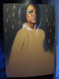 Rihanna WIP Step 5 / 9: I used a hard eraser to remove the dark priming for the sparks