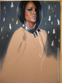 Rihanna WIP Step 7 / 9: Much better You can also clearly see how the dark parts are finished with the pencils down to the shoulder level