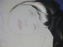 Starlett WIP 4/9: More hair work and trying out the purple / blue idea for the backdrop.