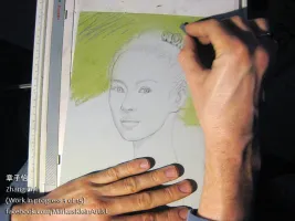 Zhang Ziyi WIP 3/15: Beginning to color the background