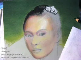 Zhang Ziyi WIP 4/15: Shading the face, begun with hair