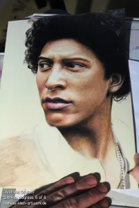 Andreas Bourani WIP 6/6: Working on the clothes. I've made a priming for the leather jacket with the colors that will represent the highlights later on.