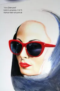 Ava WIP 3/5: Nearly done with the sunglasses, now working on her lips.