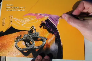 Christin WIP 3/4: finished most of her waist. My hand gives you an idea of the drawing's dimensions.