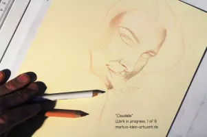 Claudelle WIP 1/6: Facial outlines and first shading layers