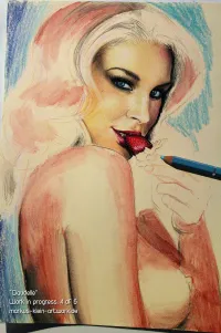 Claudelle WIP 4/6: First underpainting layer for body and hair