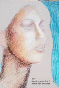 Elif WIP 2/5: preparing the underpainting using Faber-Castell Albrecht Dürer pencils