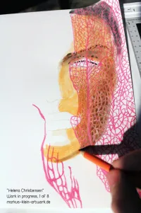 Helena Christensen WIP 1/8: This picture requires a lot of planning ahead, with her face being behind the coral.