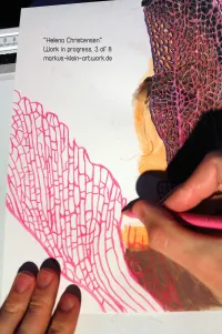 Helena Christensen WIP 3/8: On to the right side coral