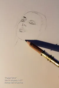 Makani Terror WIP 1/7: I'm starting with the face. Even on such a small scale, getting the details right is important to me, as minute as a sharp pencil allows.