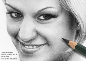 Natascha's Smile WIP 8/8: Detail zoom of the finished pic. The shown section is about 4x3" wide, so you can see: even if the resulting image is 8x12", basically what I do is miniature art.