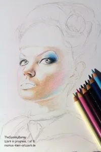 TheSpookyBunny WIP 1/8: Basic outlines, facial shading and rough color scheme.