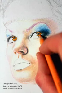 TheSpookyBunny WIP 2/8: Beginning to work out the eye details. Note that I'm leaving those spots blank that are supposed to stay white.