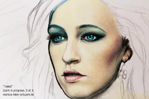 Veiled WIP 3/4: Finished the face, now beginning work on hair and veil.