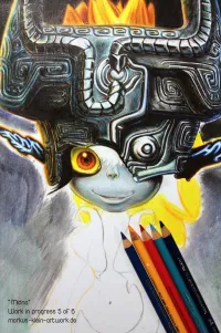 Midna WIP 5/6: Beginning to shade the backdrop. This is the underpainting.