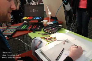 Sinas Milk Bath WIP 6/7: Workdesk at the Schweinfurt Tattoo & Art Convention 2014