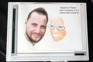 Natascha & Markus 2/9: My Own Face Is Finished, Now I Created The Outlines And Underpainting For Natascha WIP 2/