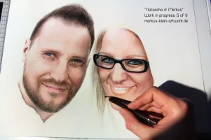 Natascha & Markus 5/9: Beginning Work On The Hair. At Some Point You'll Have To Draw The Surroundings Of The Face Before Adding The Finishing Touches, To Get The Lighting Right. WIP 5/