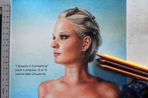 Natascha in Summertime WIP 13/15: Adding further fine skin layers to add a finishing touch.