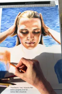 Pool Beauty Natascha WIP 12/20: Shading her upper arm.