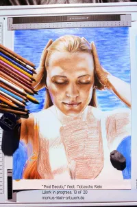 Pool Beauty Natascha WIP 13/20: Prepared the underpainting for her chest.