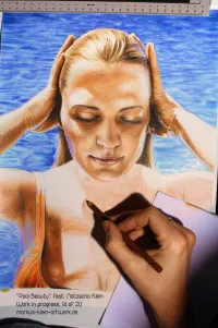 Pool Beauty Natascha WIP 14/20: The shading for her chest and neck is going to be very complex with lots of...