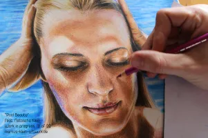 Pool Beauty Natascha WIP 18/20: Refining her stunningly beautiful face and deepening some shadows.